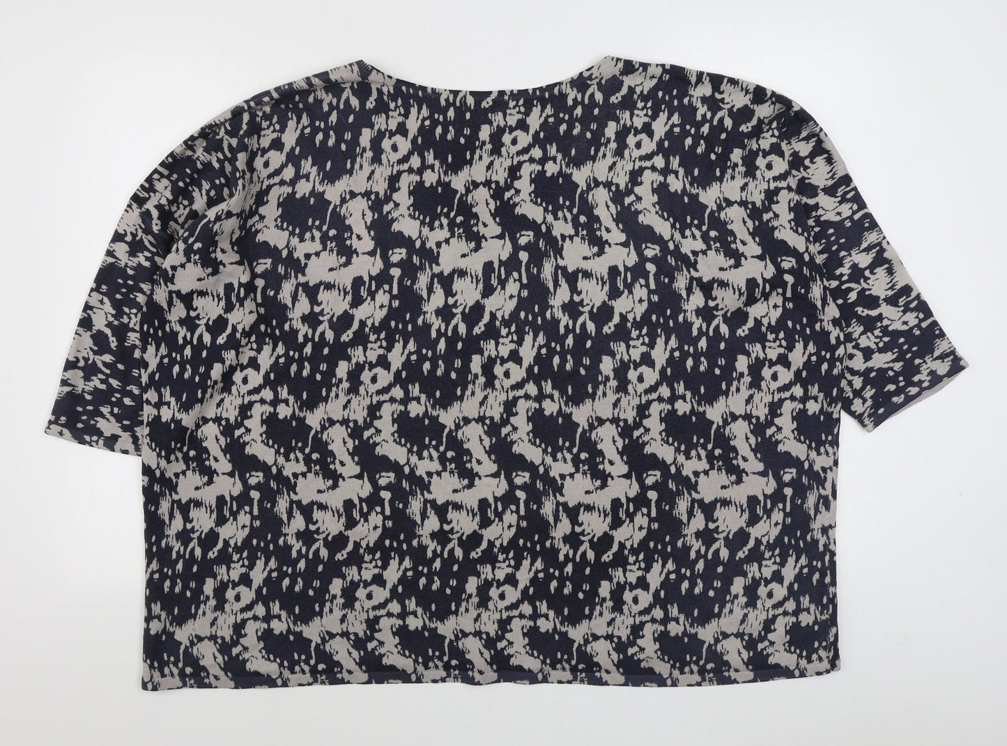 Marks and Spencer Womens Blue Boat Neck Geometric Acrylic Pullover Jumper Size 20