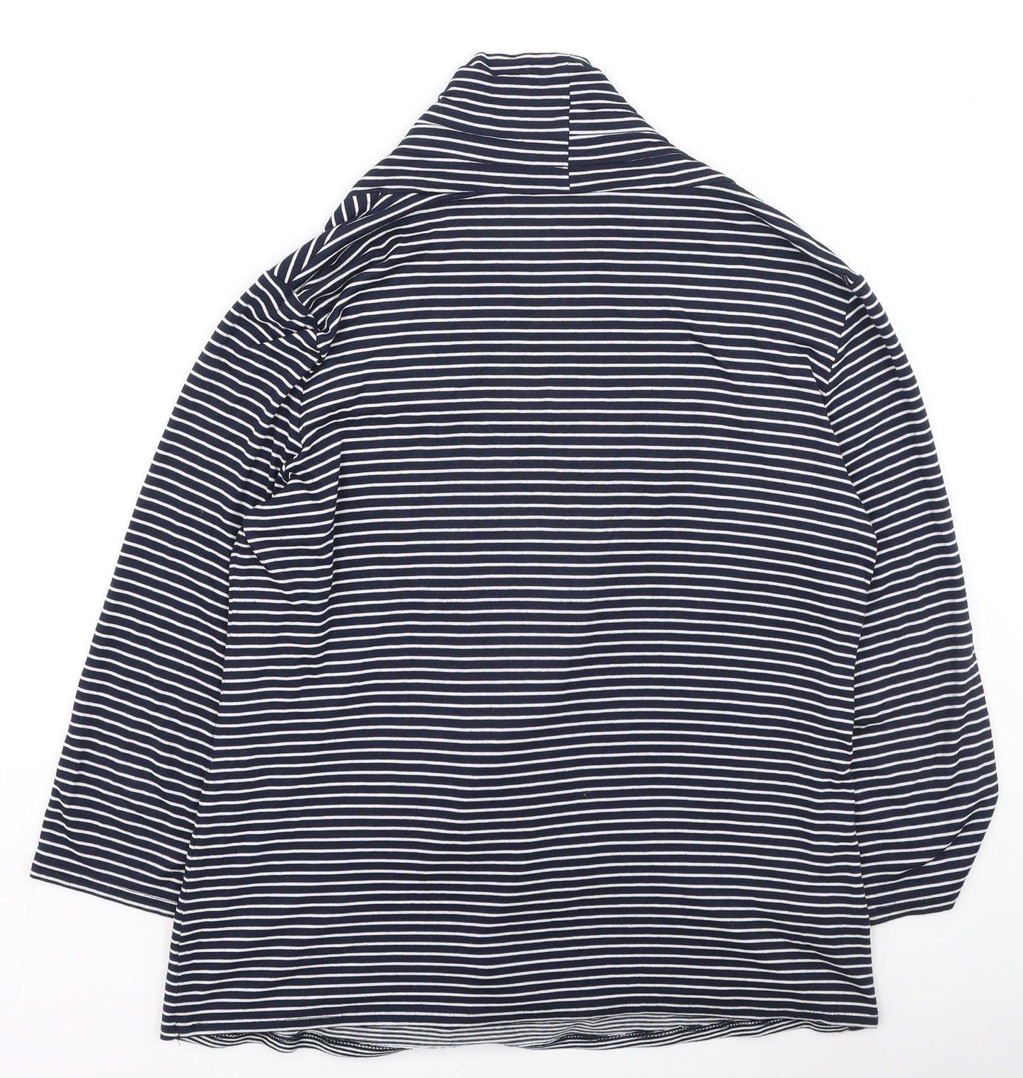 cc Womens Beige Striped Viscose Basic Blouse Size M Round Neck