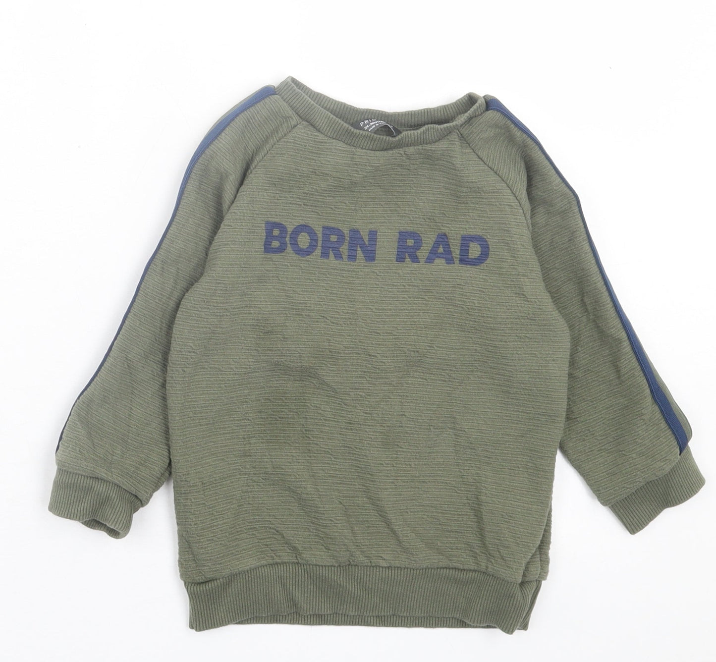 Primark Boys Green  Polyester Pullover Sweatshirt Size 2 Years  Pullover