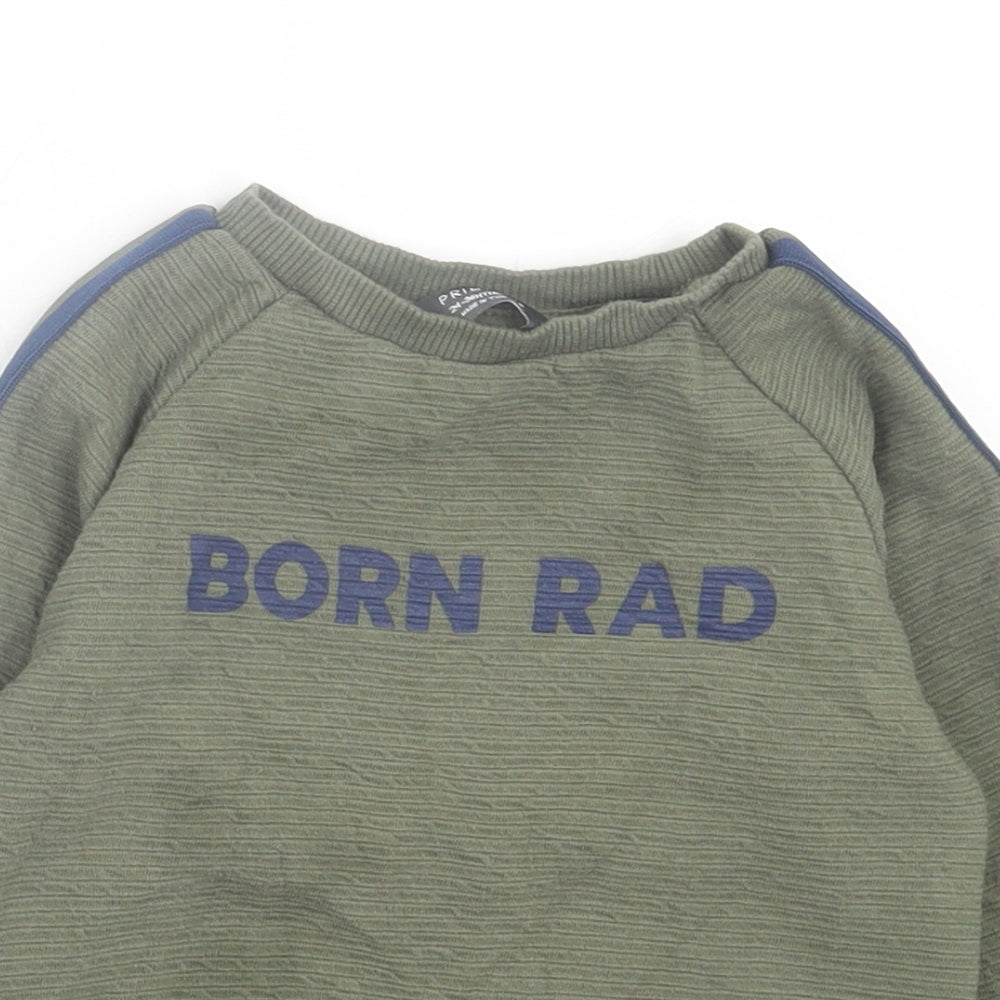 Primark Boys Green  Polyester Pullover Sweatshirt Size 2 Years  Pullover