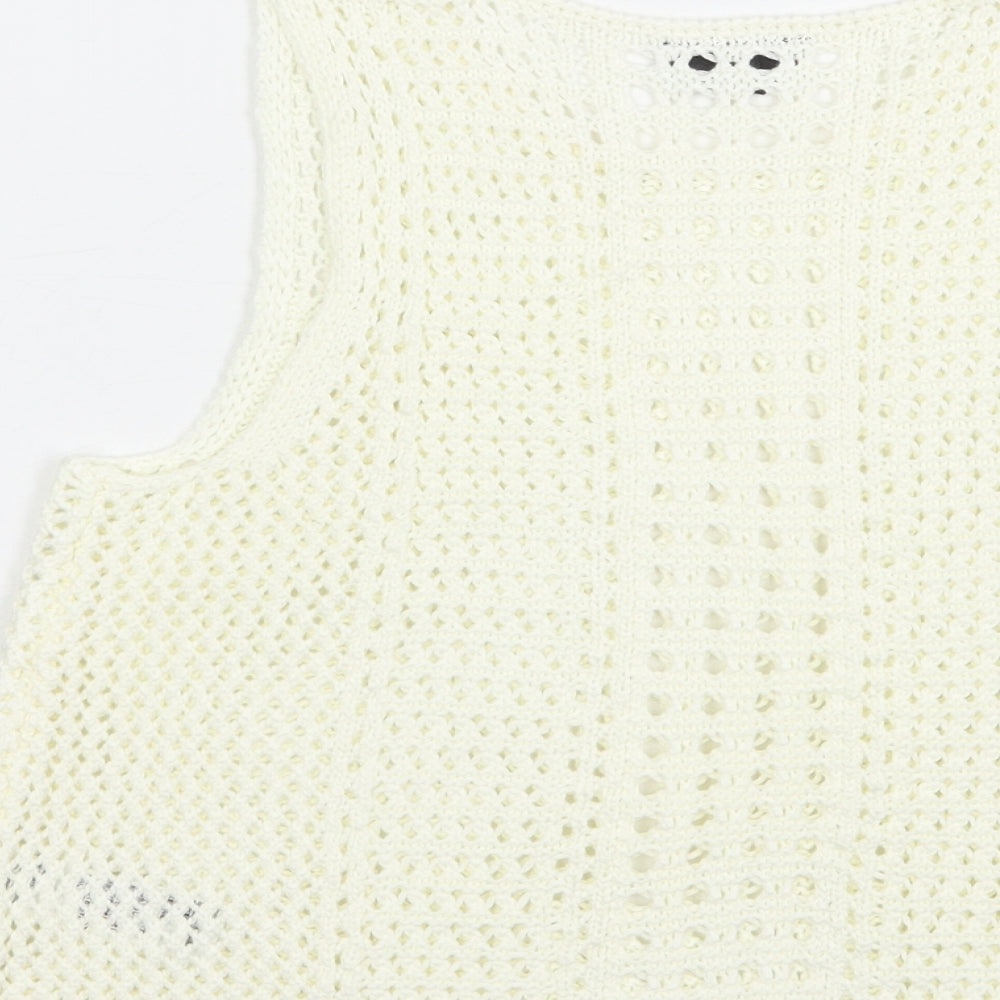 Topshop Womens Ivory  Acrylic Basic Tank Size 10 Round Neck