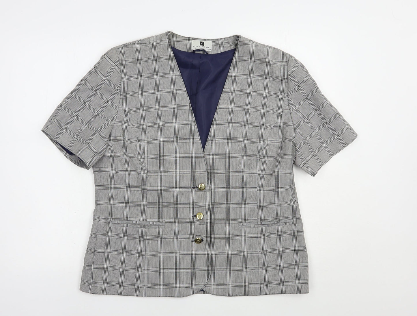 Paul Separates Womens Grey Plaid  Jacket Blazer Size 16  Button