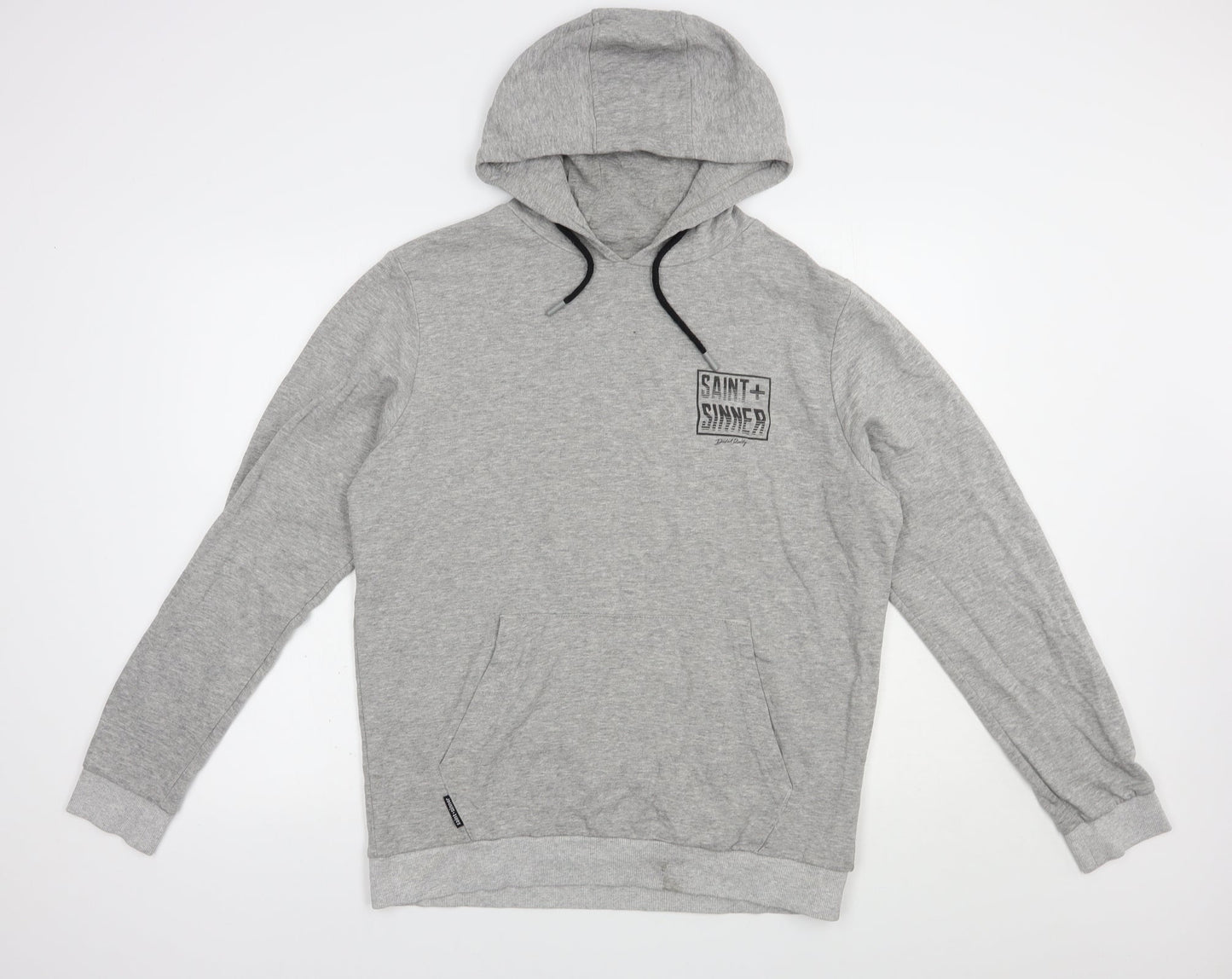 Saint+Sinner Mens Grey  Cotton Pullover Hoodie Size S
