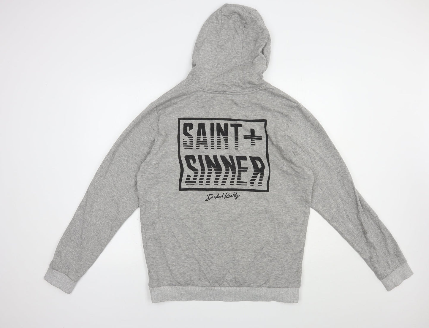 Saint+Sinner Mens Grey  Cotton Pullover Hoodie Size S