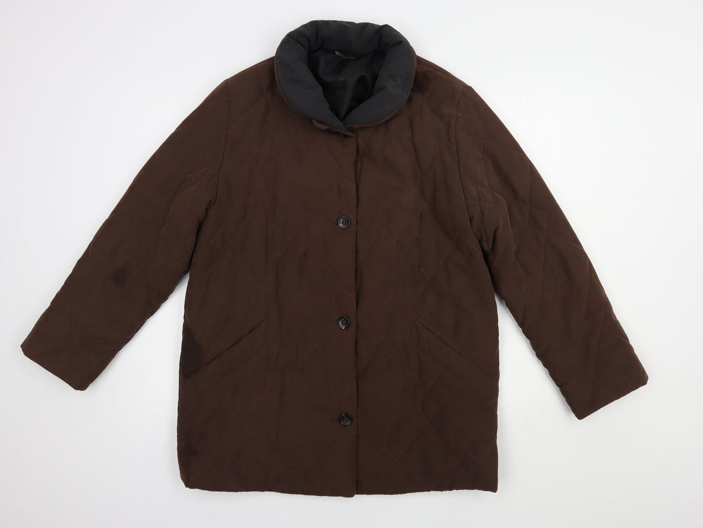 Concept UK Womens Brown   Quilted Coatigan Size 12  Button