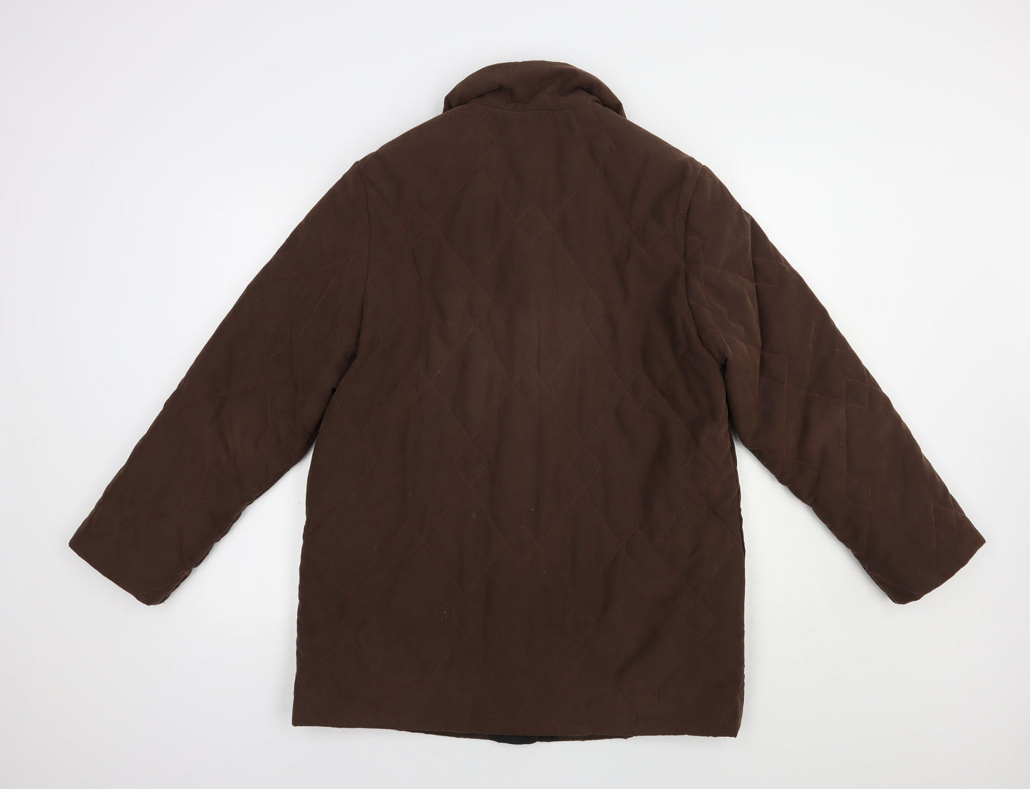 Concept UK Womens Brown   Quilted Coatigan Size 12  Button