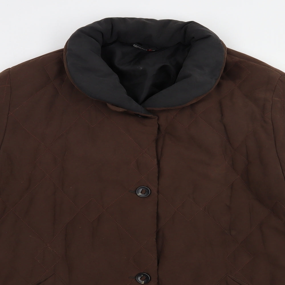 Concept UK Womens Brown   Quilted Coatigan Size 12  Button