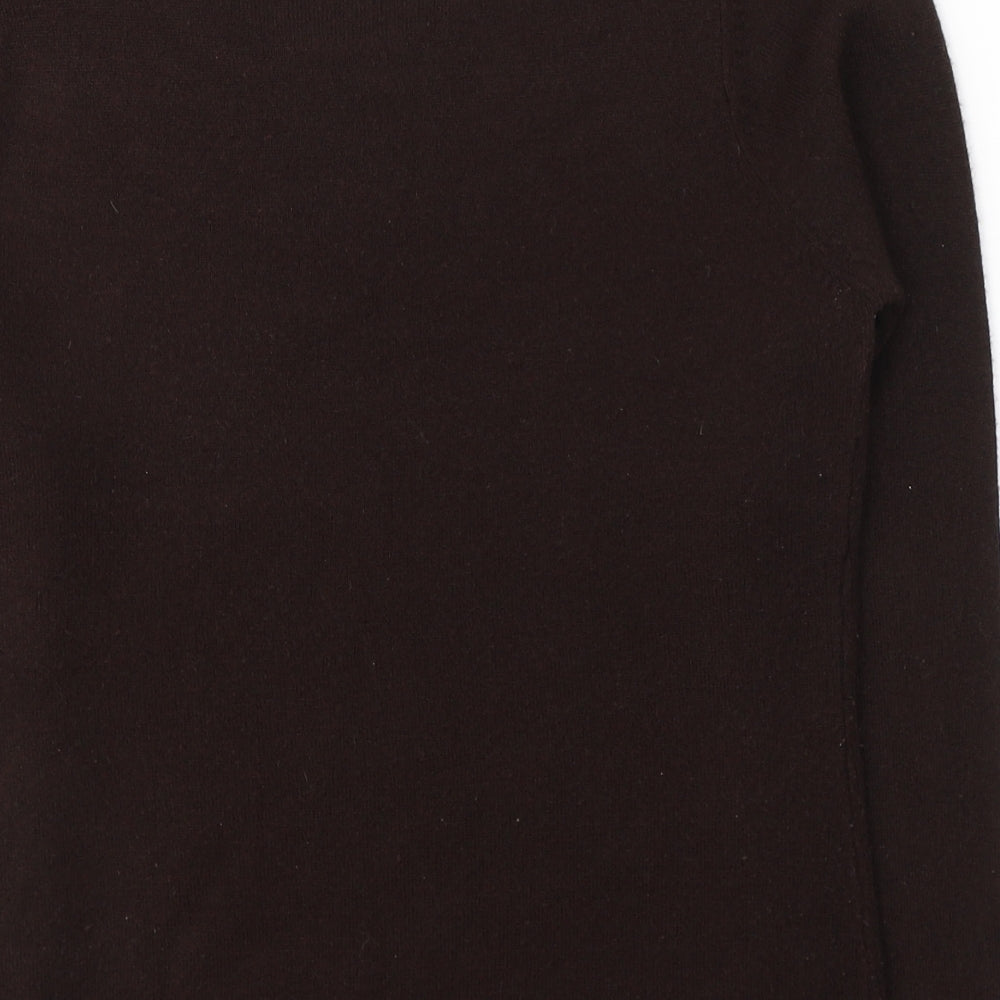 Ellie Louise Womens Brown  Acrylic Basic Blouse Size S Round Neck