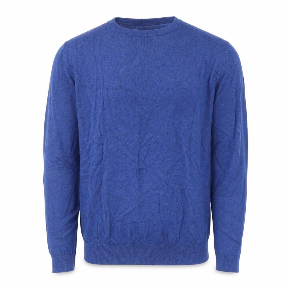 Pima Cotton Mens Blue Round Neck  Cotton Pullover Jumper Size S