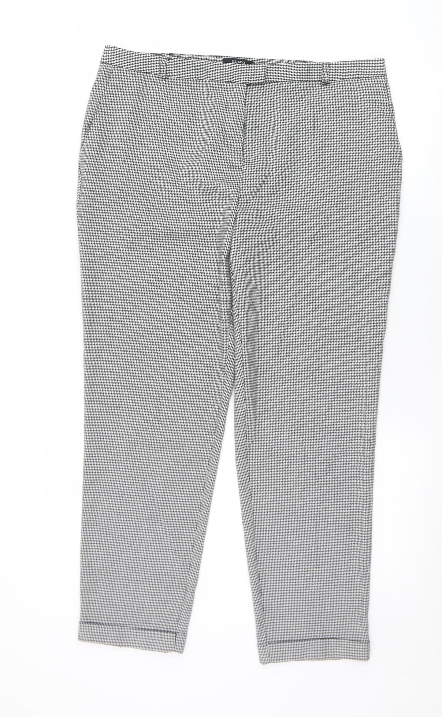 Papaya Womens White Houndstooth Polyester Dress Pants Trousers Size 14 L27 in Regular Zip