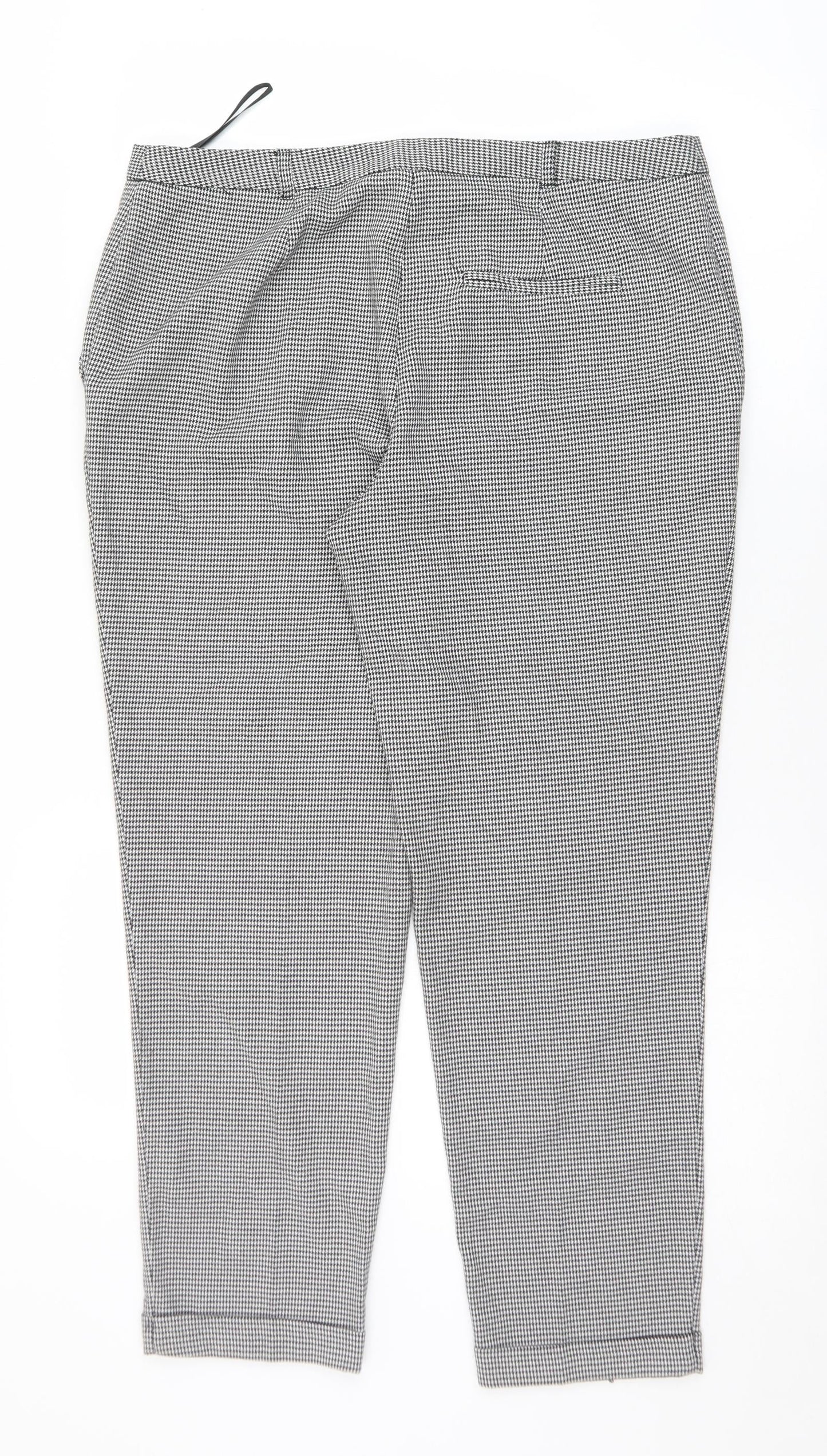 Papaya Womens White Houndstooth Polyester Dress Pants Trousers Size 14 L27 in Regular Zip
