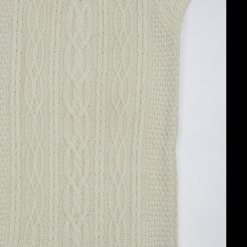 Oasis Womens Beige Round Neck  Acrylic Pullover Jumper Size L