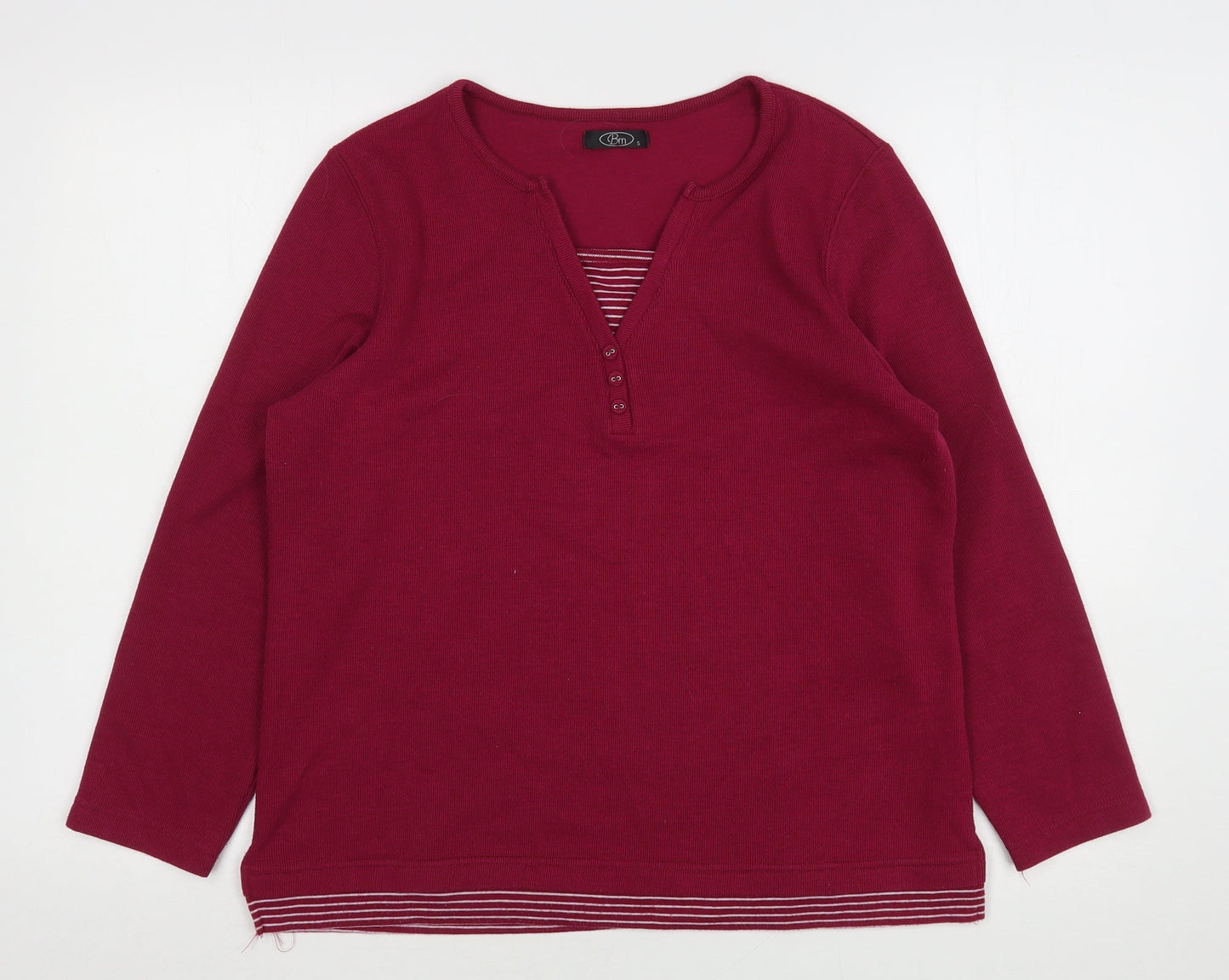 Bonmarché Womens Purple V-Neck  Polyester Pullover Jumper Size S