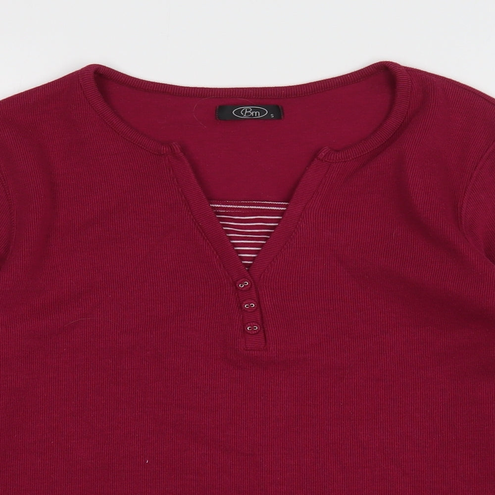 Bonmarché Womens Purple V-Neck  Polyester Pullover Jumper Size S