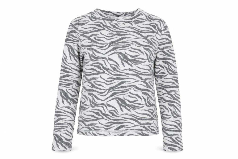 H&M Womens Grey Round Neck Animal Print Viscose Pullover Jumper Size XS
