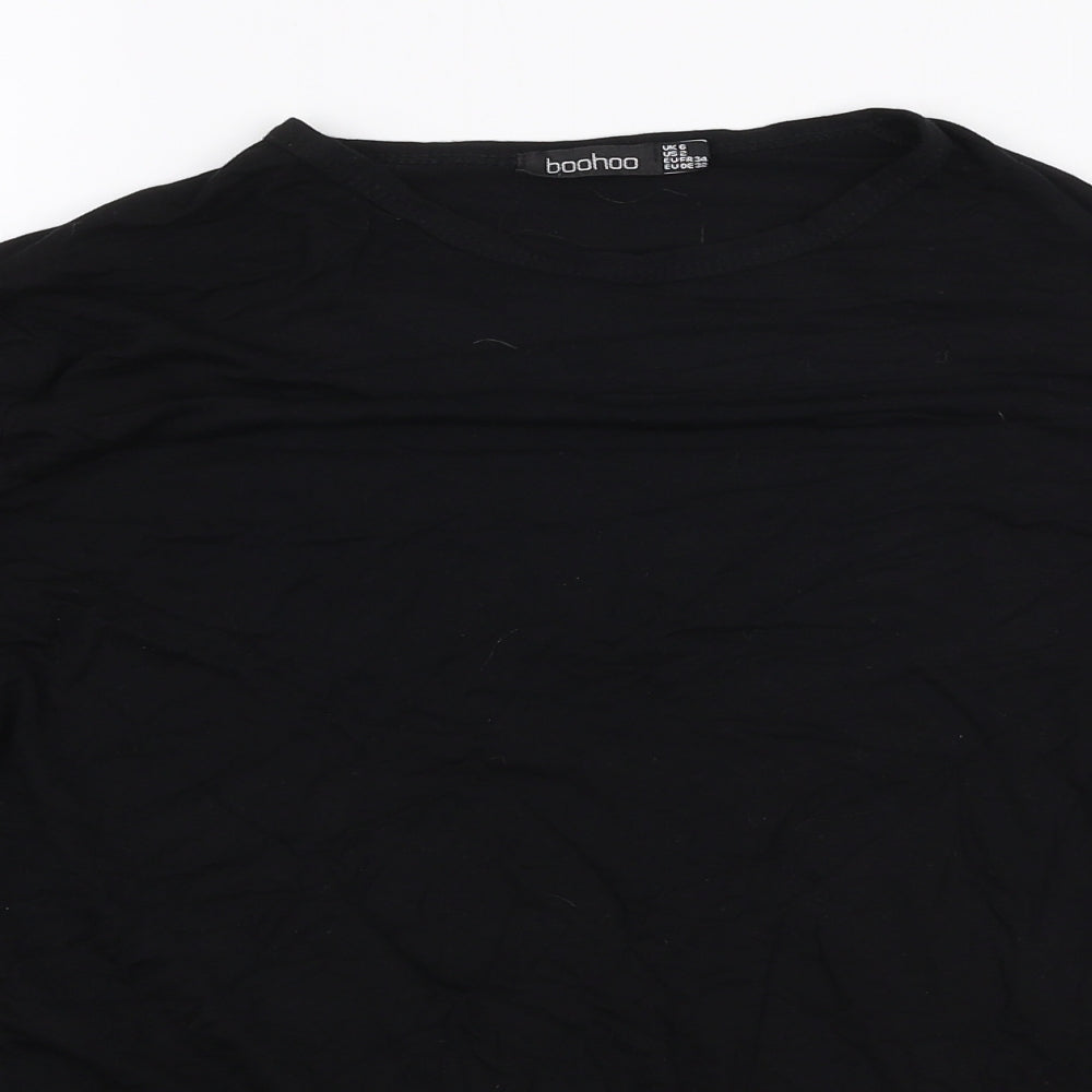 Boohoo Womens Black  Viscose Jersey T-Shirt Size 6 Round Neck