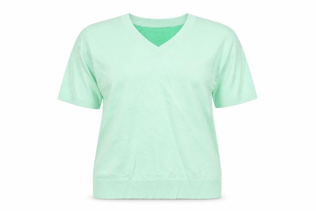 Marks and Spencer Womens Green V-Neck  Viscose Pullover Jumper Size 8