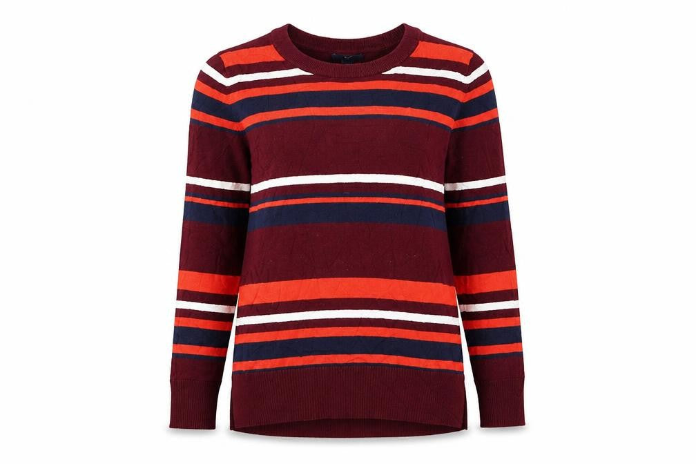 Gap Womens Purple Round Neck Striped Cotton Pullover Jumper Size XS