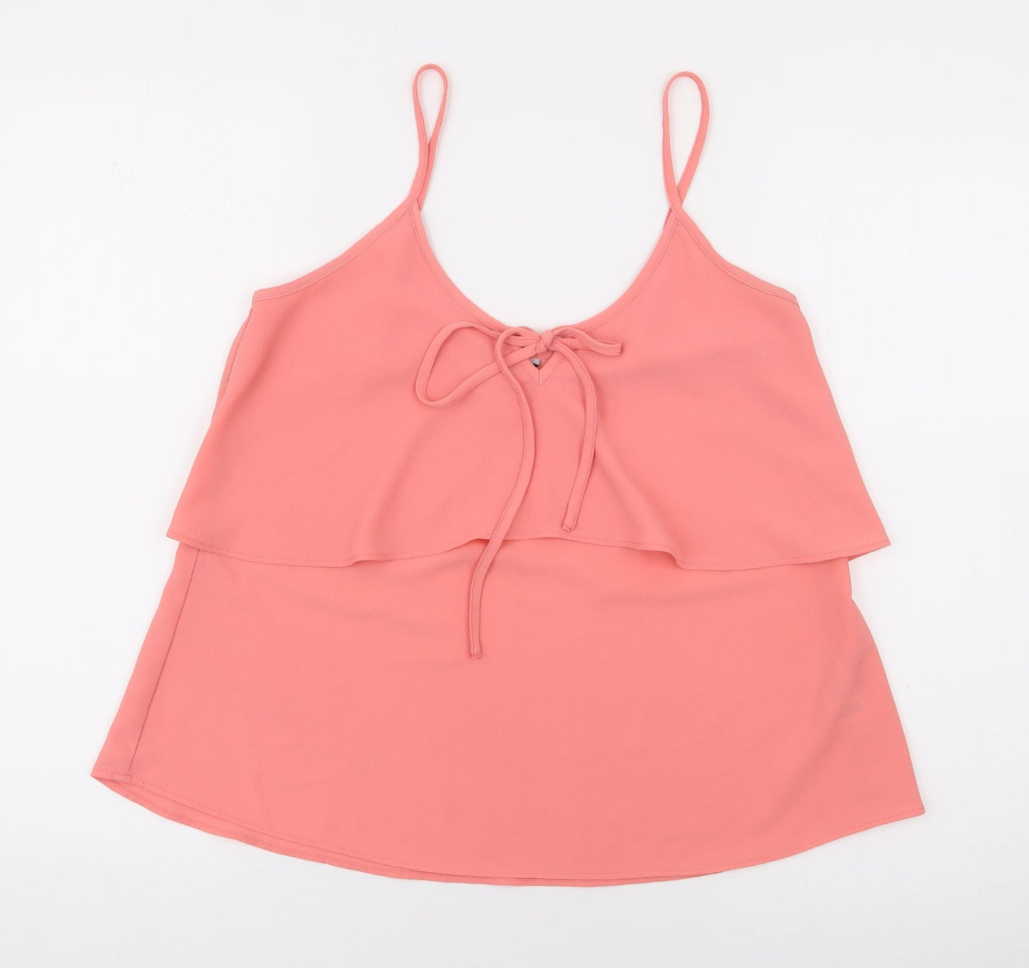 Florence and Fred Womens Pink  Polyester Camisole Blouse Size 10 V-Neck - Tie Neck, Double Layer