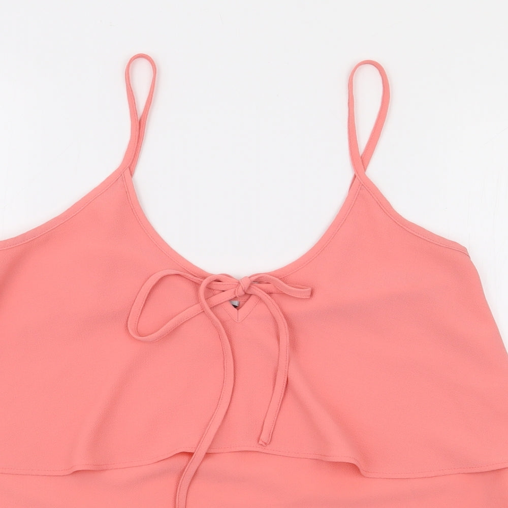 Florence and Fred Womens Pink  Polyester Camisole Blouse Size 10 V-Neck - Tie Neck, Double Layer