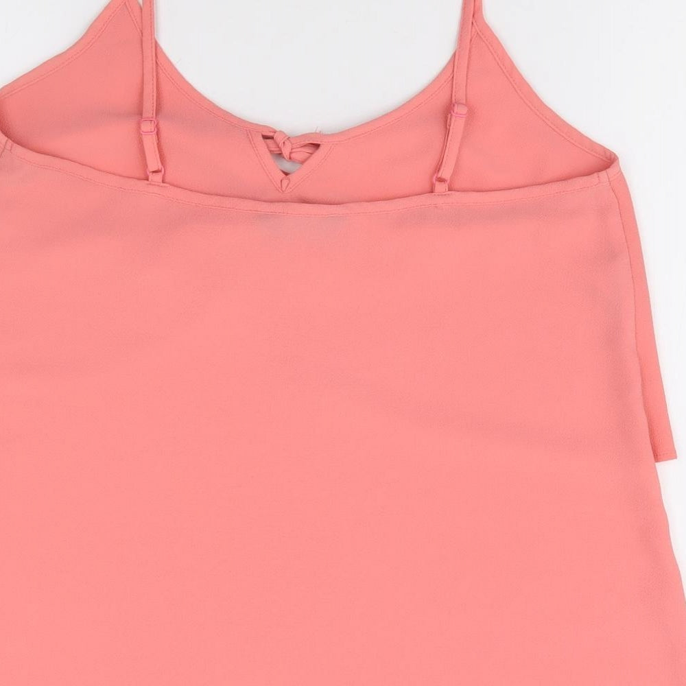 Florence and Fred Womens Pink  Polyester Camisole Blouse Size 10 V-Neck - Tie Neck, Double Layer