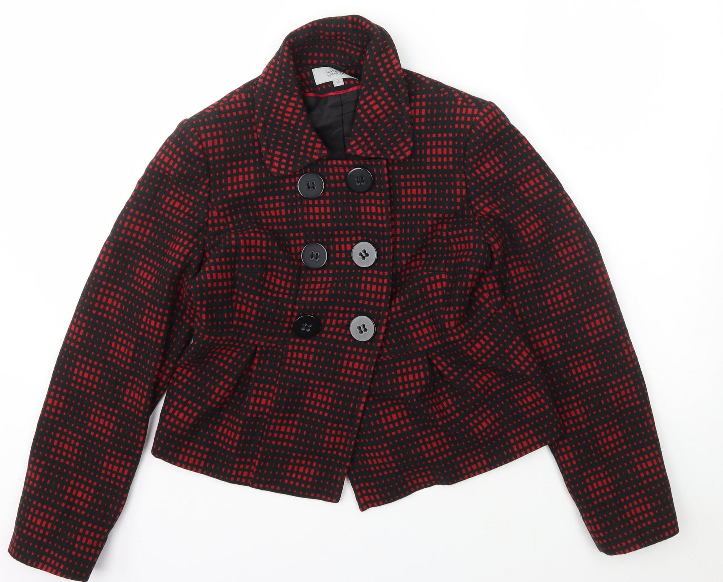 Marks and Spencer Womens Red Check  Jacket  Size 10  Button