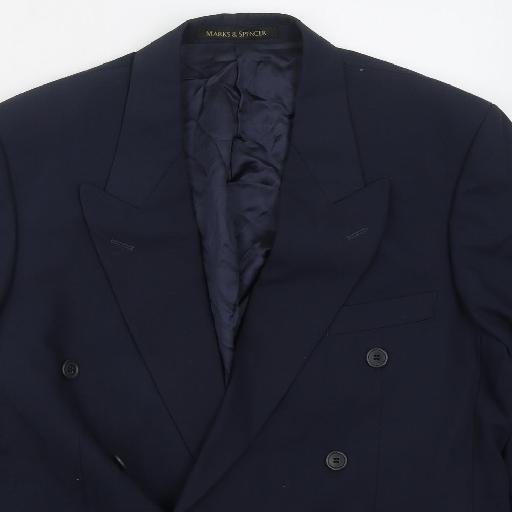 Marks and Spencer Mens Blue  Polyester Jacket Suit Jacket Size 40
