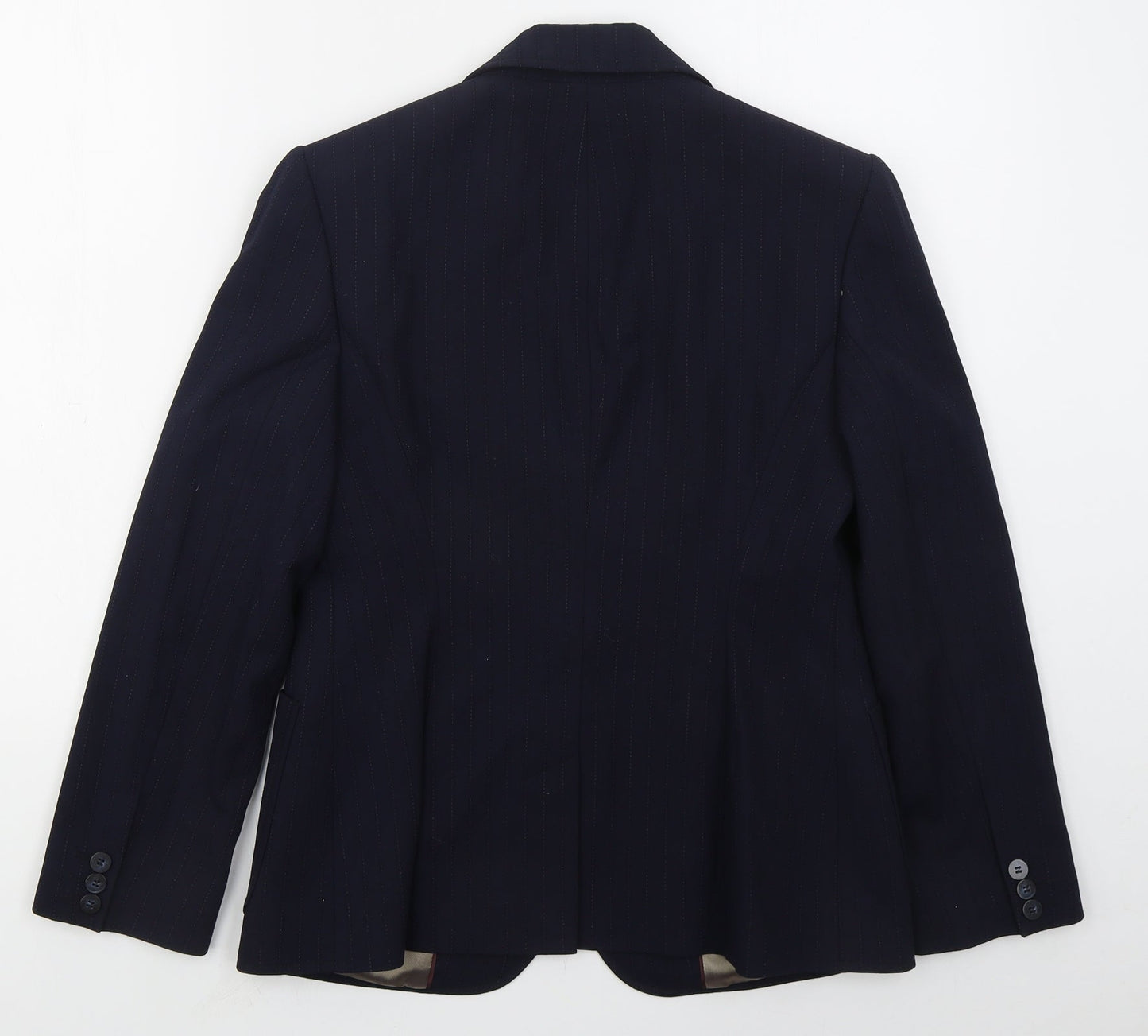 NEXT Womens Blue Striped Polyester Jacket Suit Jacket Size 12