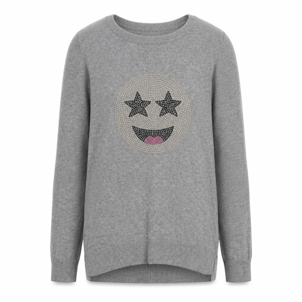 Me.n.u Girls Grey Round Neck Geometric Cotton Pullover Jumper Size 10 Years