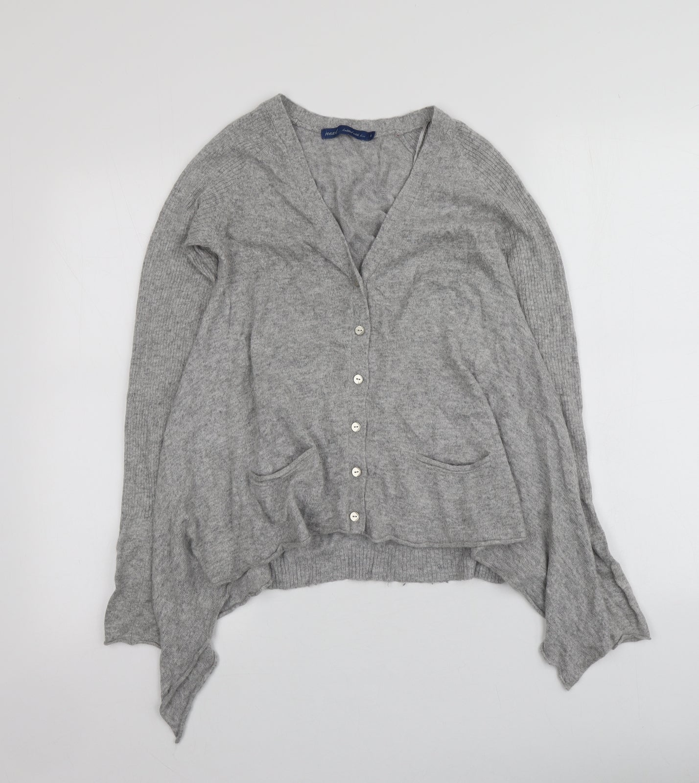 NEXT Womens Grey V-Neck  Nylon Cardigan Jumper Size 8