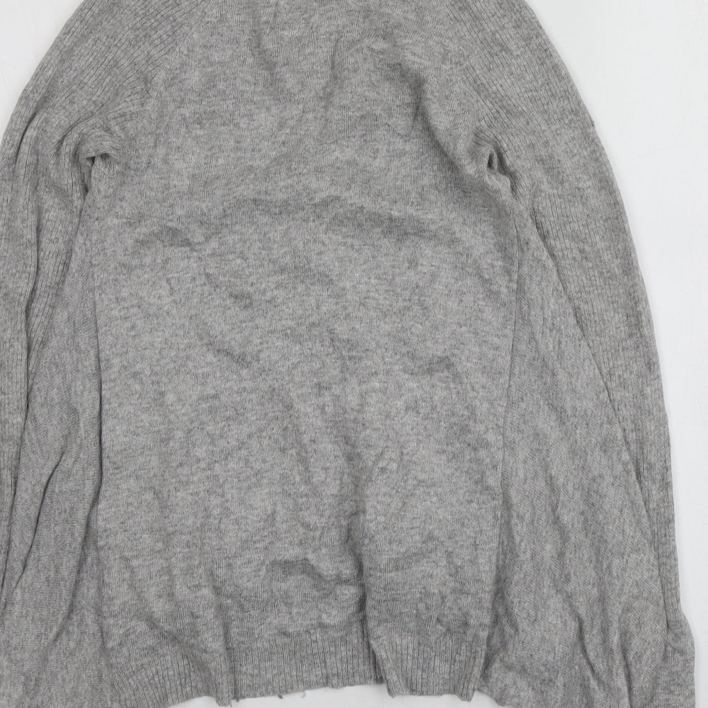 NEXT Womens Grey V-Neck  Nylon Cardigan Jumper Size 8