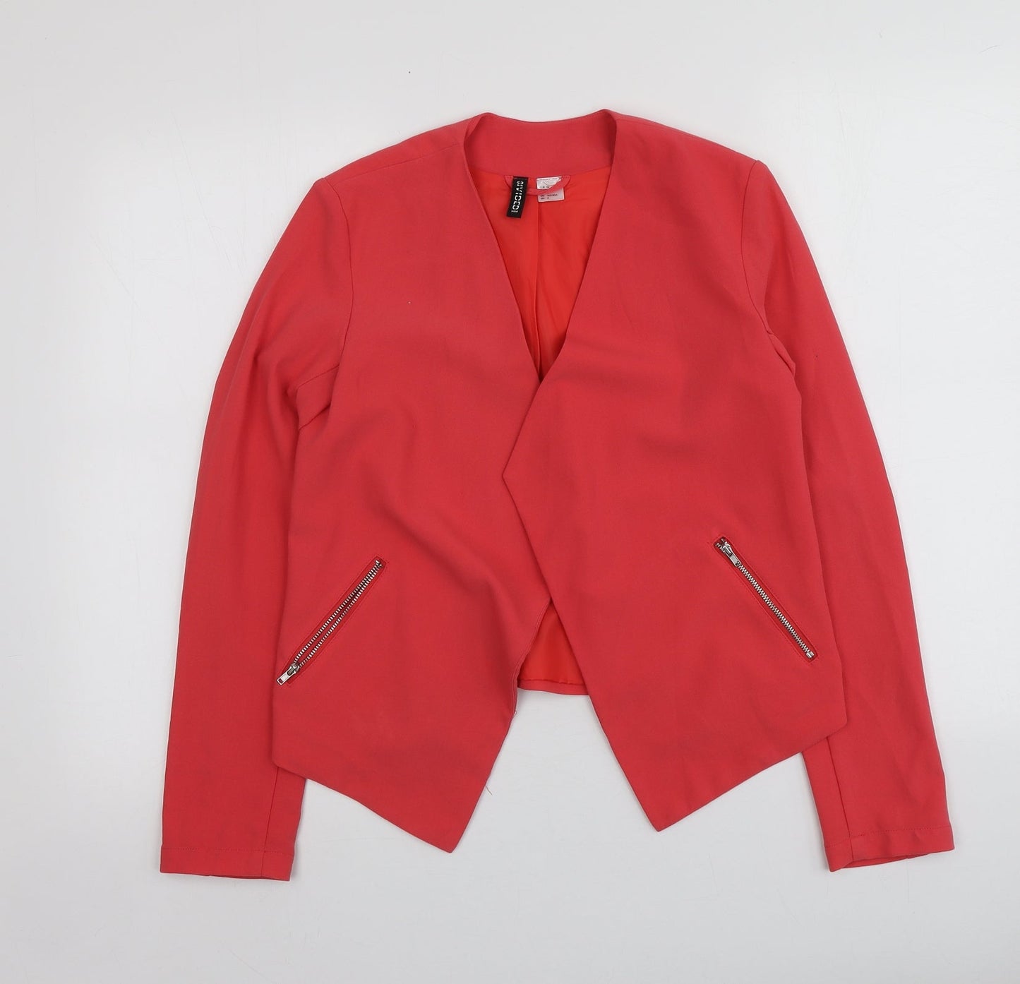 H&M Womens Orange V-Neck  Polyester Shrug Jumper Size 34