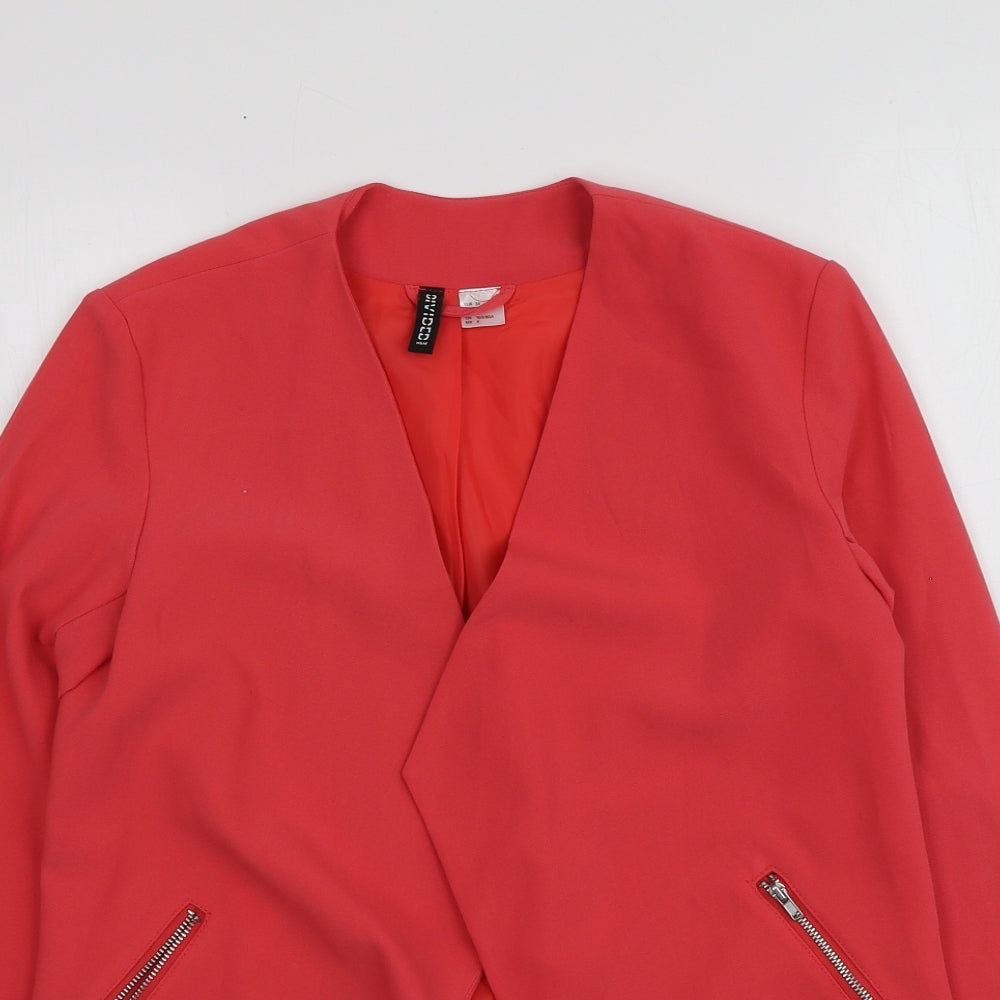 H&M Womens Orange V-Neck  Polyester Shrug Jumper Size 34