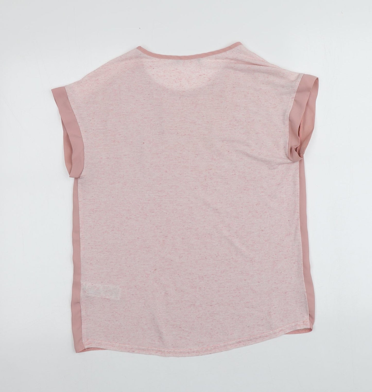 New Look Womens Pink  Polyester Basic T-Shirt Size 6 Round Neck
