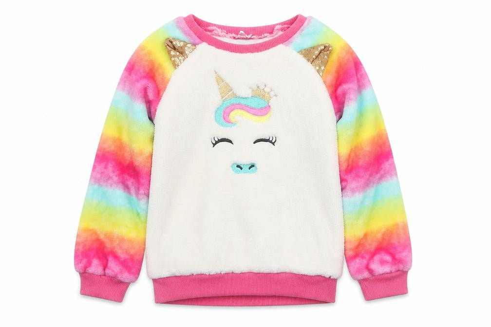 Picapino Girls Multicoloured Geometric Polyester Pullover Sweatshirt Size 4 Years   - Unicorn