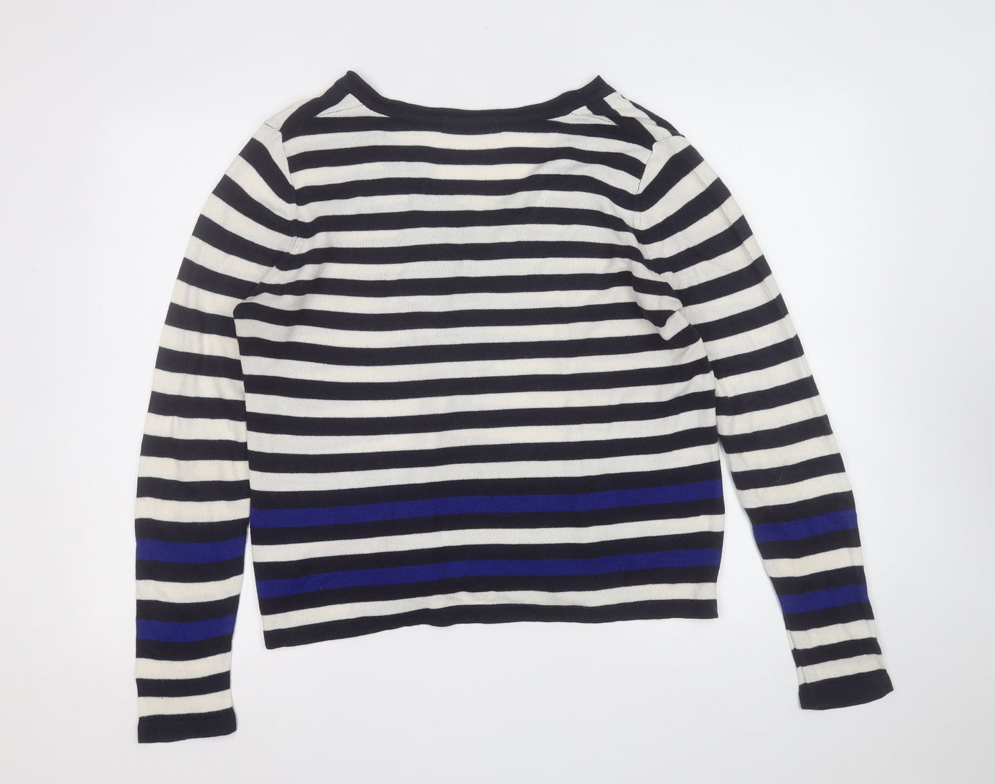 Marks and Spencer Womens Multicoloured V-Neck Striped Acrylic Pullover Jumper Size 14