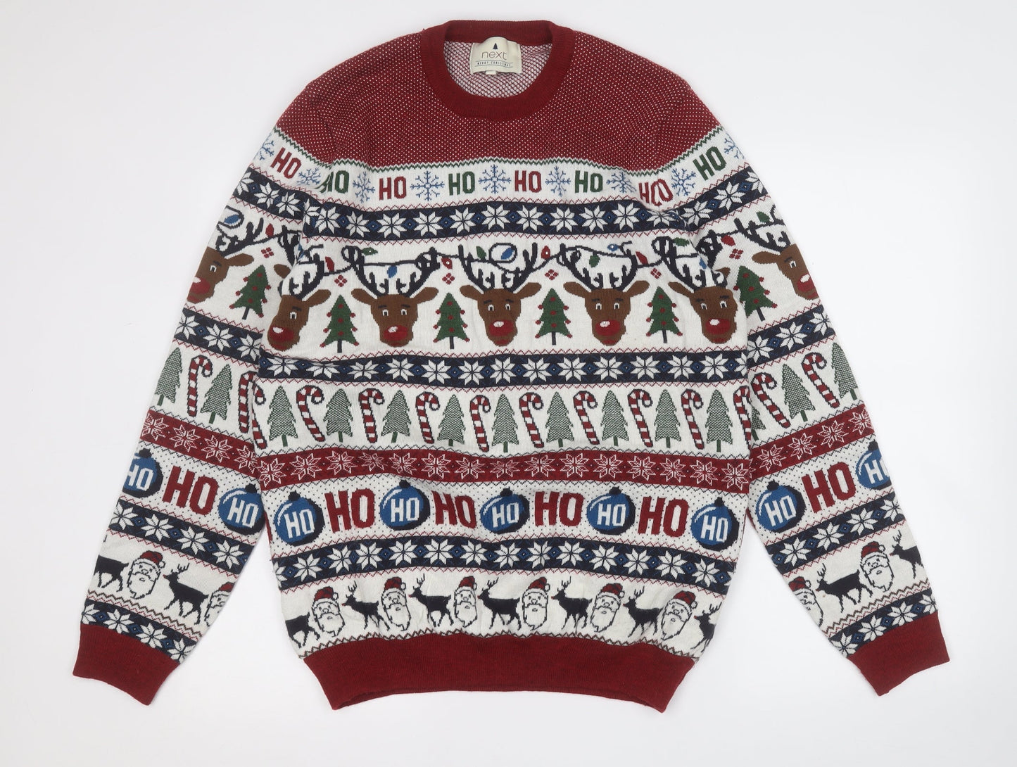 NEXT Mens Multicoloured Geometric Acrylic Pullover Sweatshirt Size M