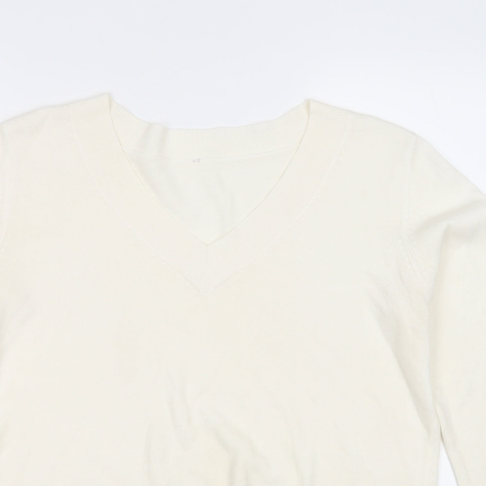 BHS Womens Yellow V-Neck  Acrylic Pullover Jumper Size 14