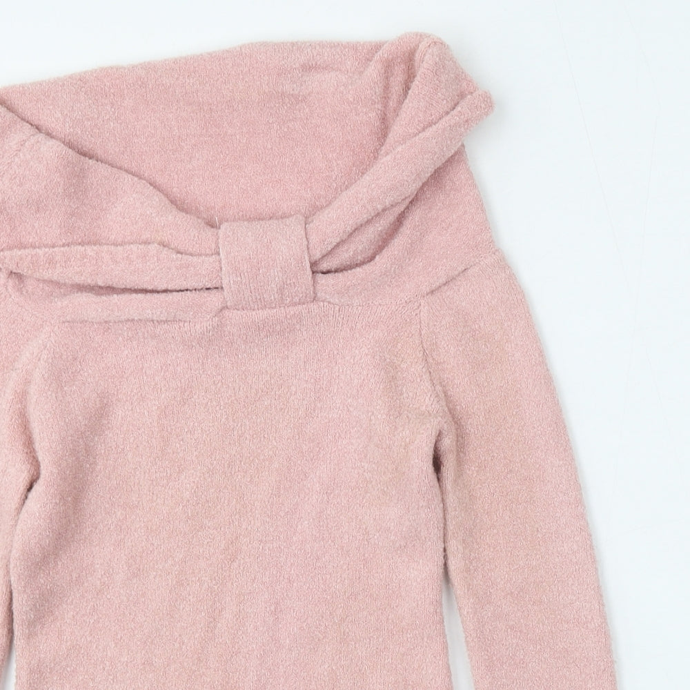 Select Womens Pink Roll Neck  Acrylic Pullover Jumper Size M
