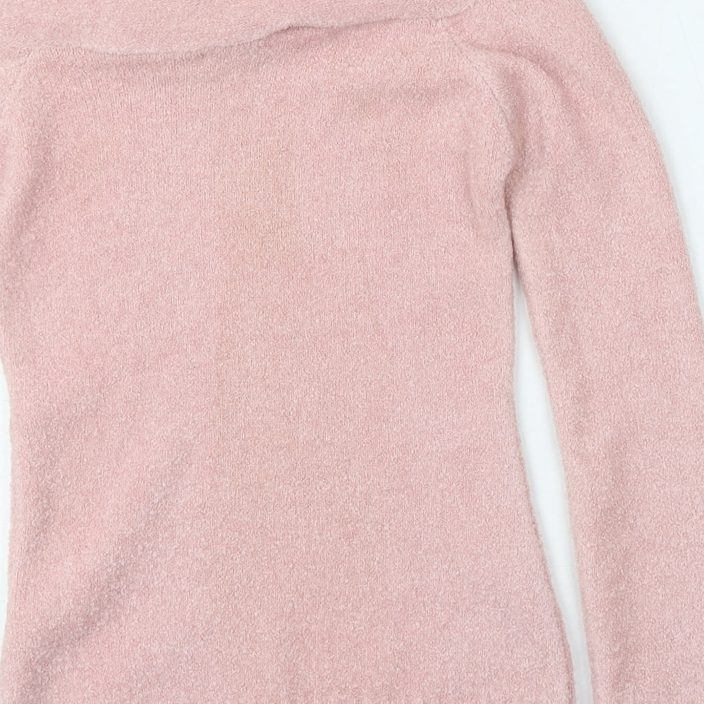 Select Womens Pink Roll Neck  Acrylic Pullover Jumper Size M