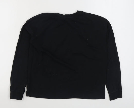 H&M Girls Black  Cotton Pullover Sweatshirt Size 11-12 Years  Pullover
