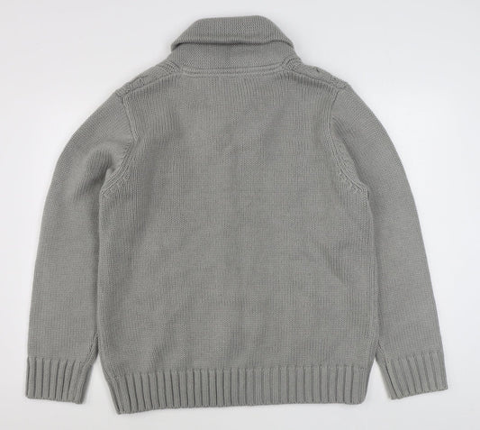 Marks and Spencer Mens Grey V-Neck  Acrylic Pullover Jumper Size L