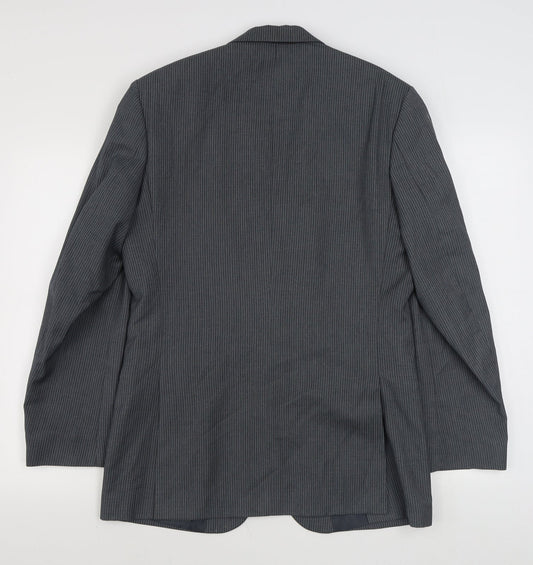 St Vdio Mens Grey Striped Polyester Jacket Suit Jacket Size M