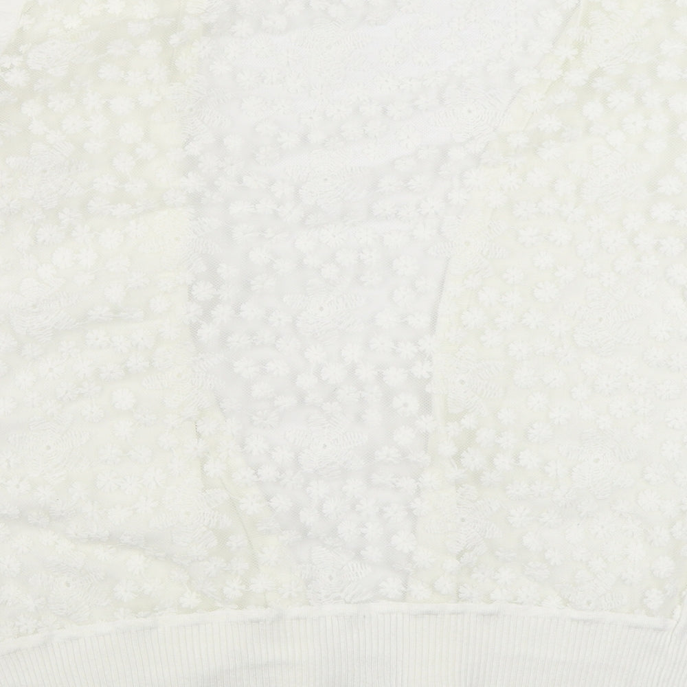 Autonomy Womens White V-Neck  Viscose Cardigan Jumper Size M