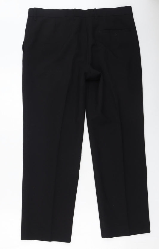 Marks and Spencer Womens Black  Polyester Trousers  Size 36 L29 in Regular