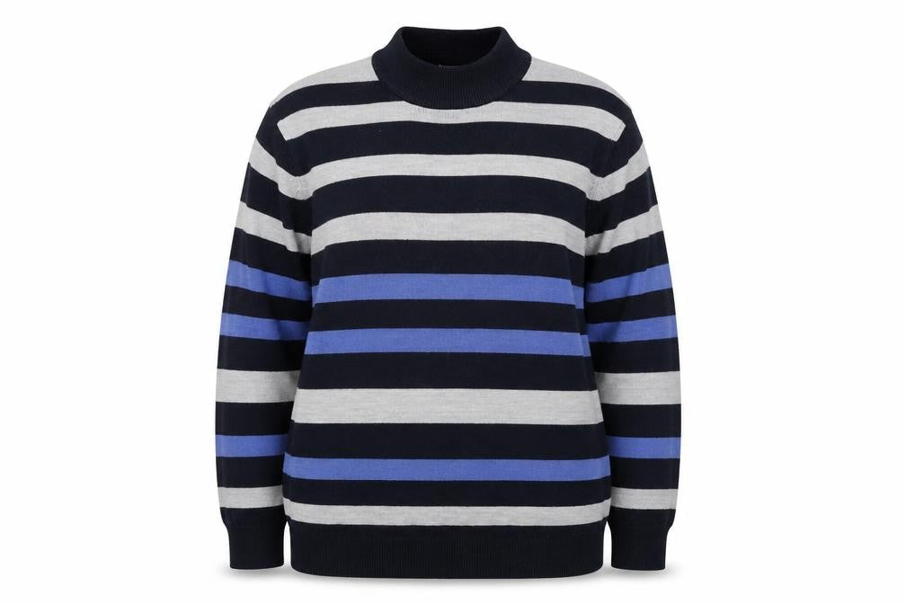 Marks and Spencer Womens Multicoloured High Neck Striped Acrylic Pullover Jumper Size 14
