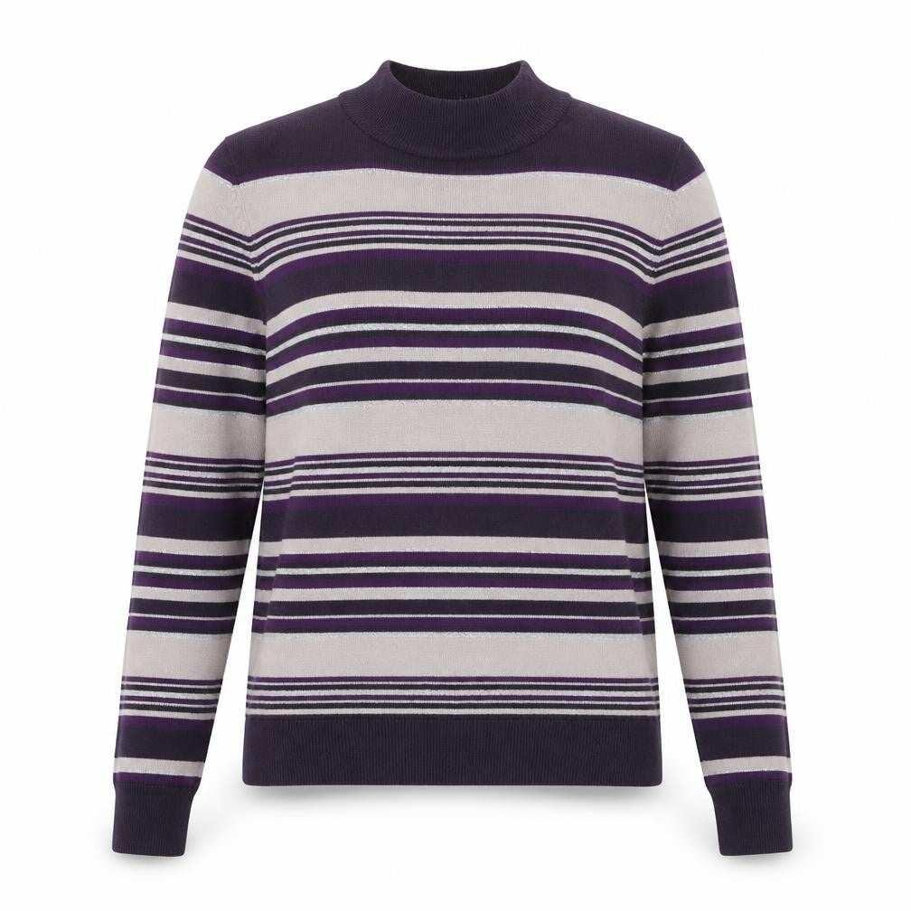 Marks and Spencer Womens Multicoloured Round Neck Striped Acrylic Pullover Jumper Size 14