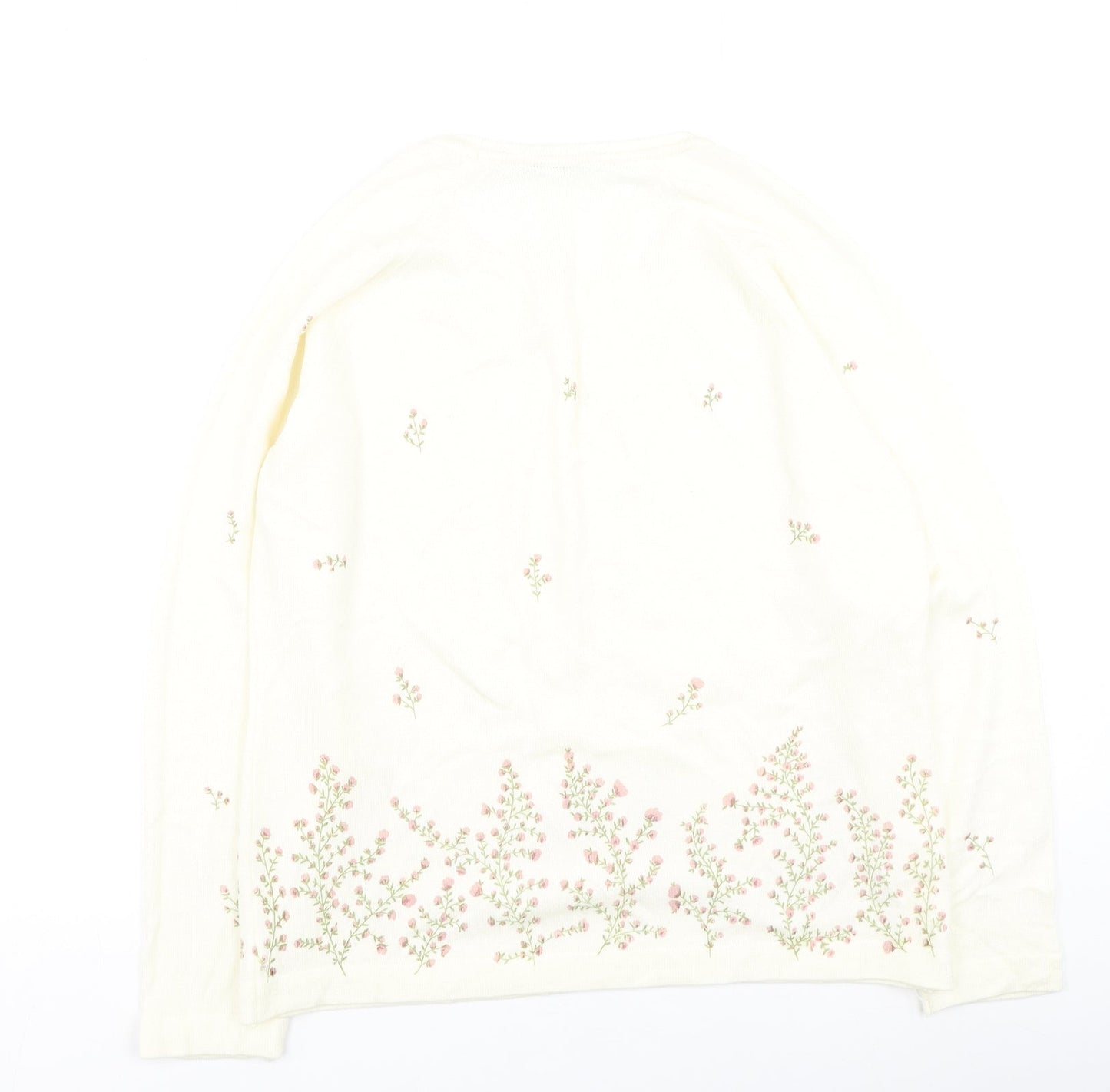 Berkertex Womens Ivory Round Neck Floral Modal Pullover Jumper Size 14