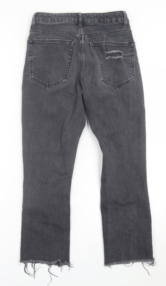 Topshop Womens Black  Cotton Straight Jeans Size 28 in L30 in Regular Button