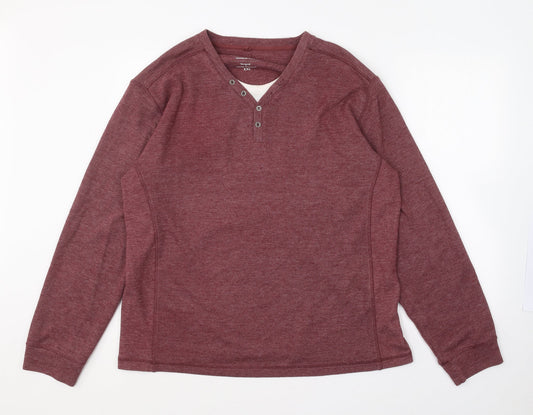 Easy Mens Purple V-Neck  Polyester Pullover Jumper Size 2XL
